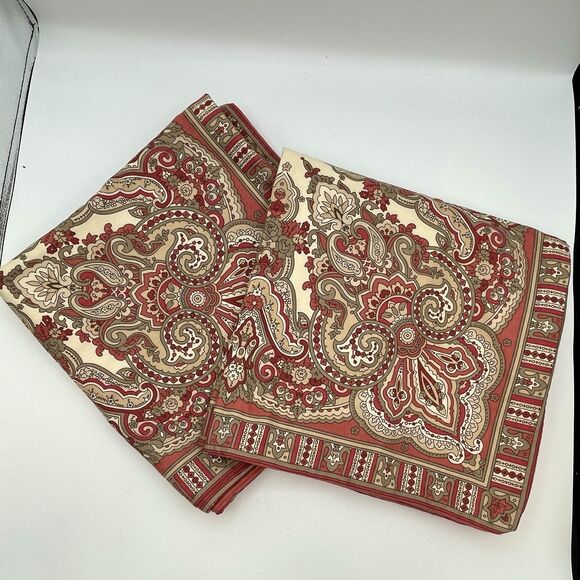 Pair Pottery Barn Euro Shams 24x24‎ Paisley Rich Rust/Cream/Taupe Linen Blend - Picture 9 of 9